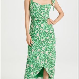 WAYF tie/strap bustier green floral dress
